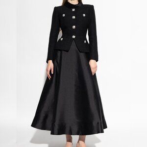 Self-portrait black tweed mid-length dress